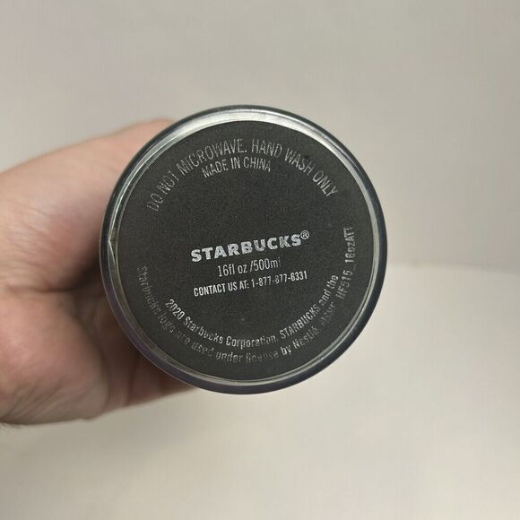 Starbucks Green 7 Black 16 oz Plastic Logo Thermos Tumbler 2020 - Picture 4 of 5